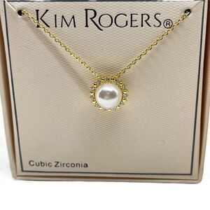 Kim Rogers Necklace Dainty Gold Tone & Faux Pearl Layering New in Box Gift Love
